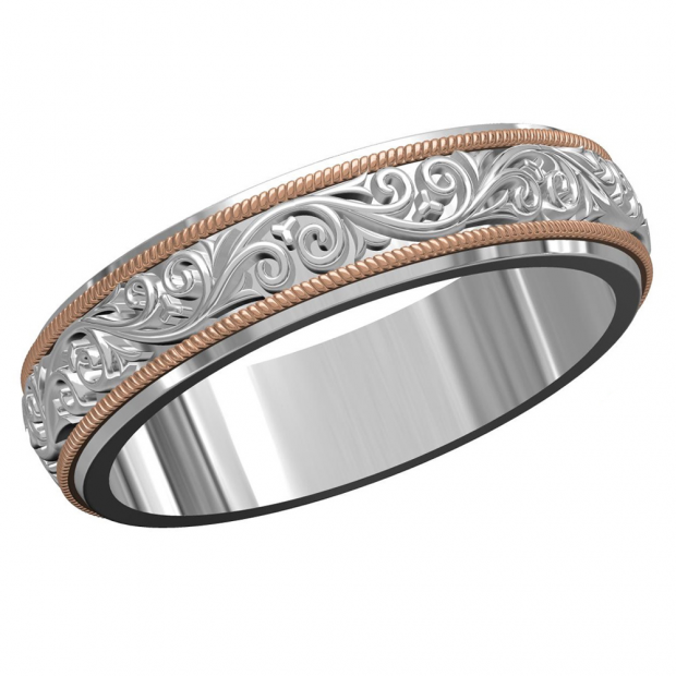 10K White & Rose Gold Ladies Anniversary Wedding Stackable Two Tone Fashion Band Ring