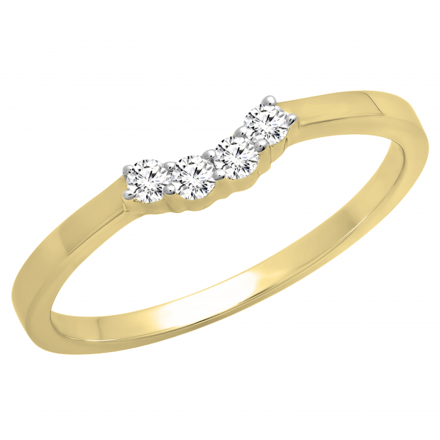 0.15 Carat (ctw) 14K Yellow Gold Round Diamond Ladies Contour Anniversary Wedding Stackable Band Guard Ring