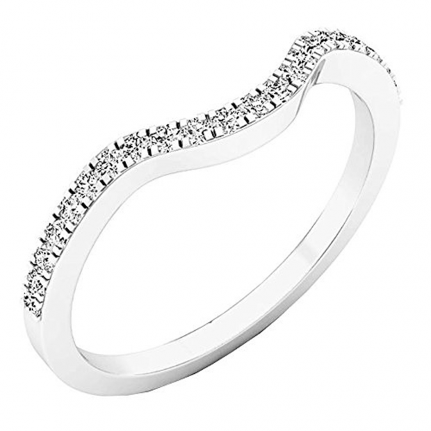 0.15 Carat (ctw) 18K White Gold Round White Diamond Anniversary Ring Wedding Guard Band
