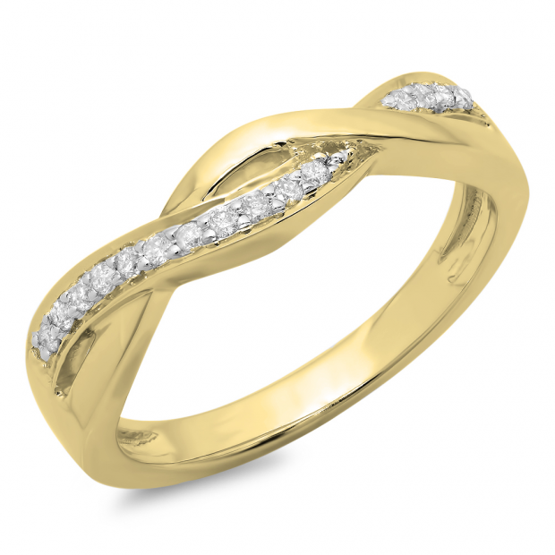0.15 Carat (ctw) 10K Yellow Gold Round Cut Diamond Ladies Swirl Split Shank Bridal Anniversary Promise Ring