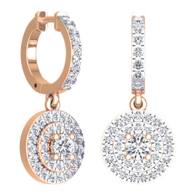 Ashoka Diamond Drop Earrings in 18K Rose Gold, Style #E-2377P-GROUP-18KP