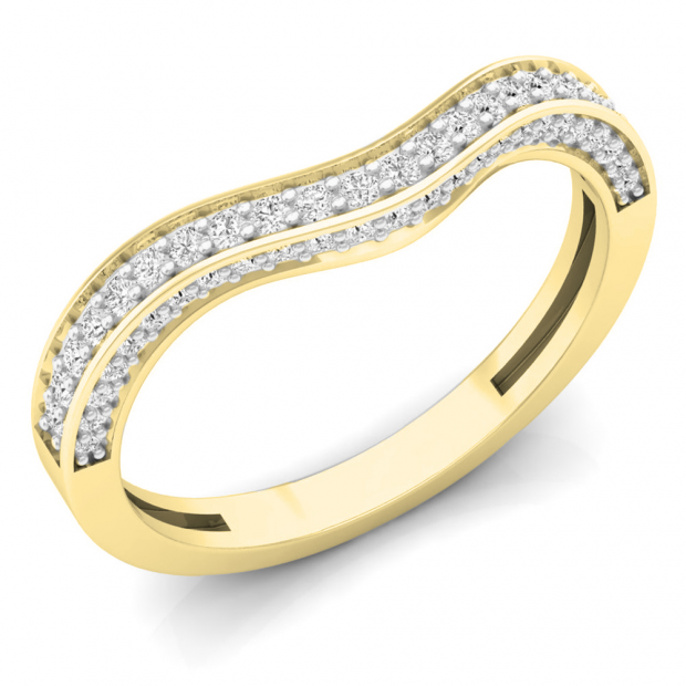 0.35 Carat (ctw) 10K Yellow Gold Round Cut White Diamond Ladies Stackable Anniversary Wedding Contour Band Guard Ring