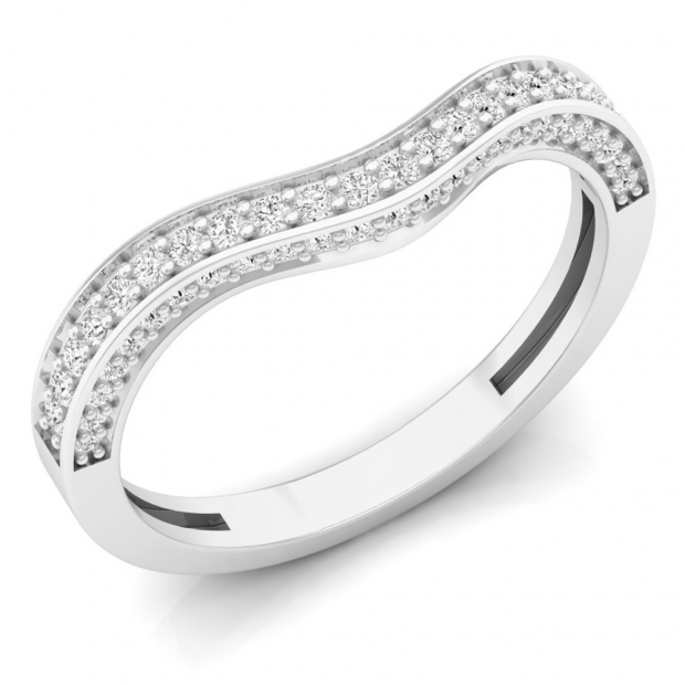 0.35 Carat (ctw) 14K White Gold Round Cut White Diamond Ladies Stackable Anniversary Wedding Contour Band Guard Ring