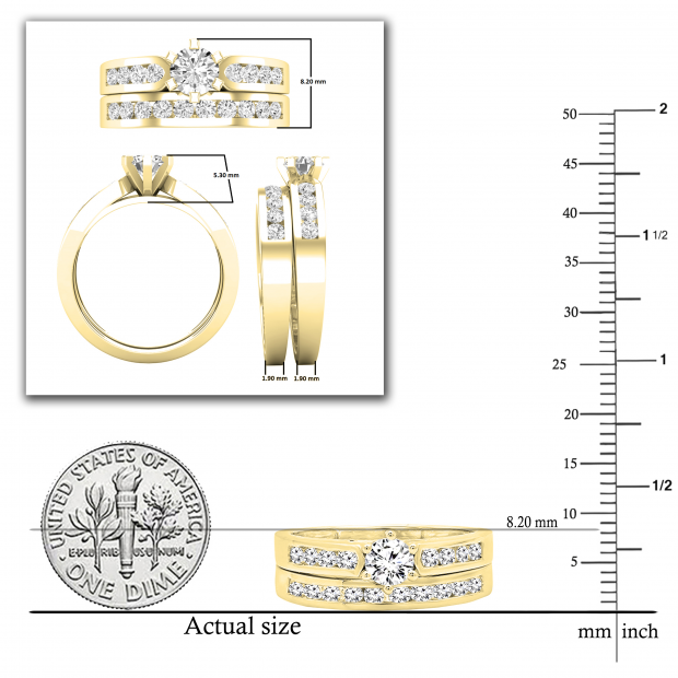 Dazzlingrock Collection 1.50 Carat Round Diamond Circle Pendant Necklace - 14K Yellow Gold With Silver Chain