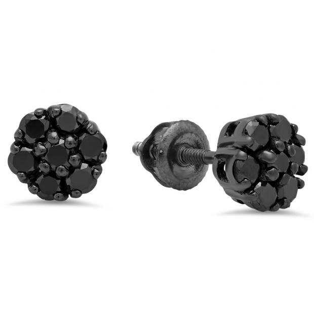 black diamond cluster earrings