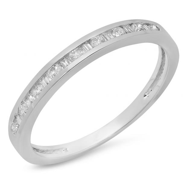 Dainty Modern Diamond Stackable Wedding Band in 10k White Gold