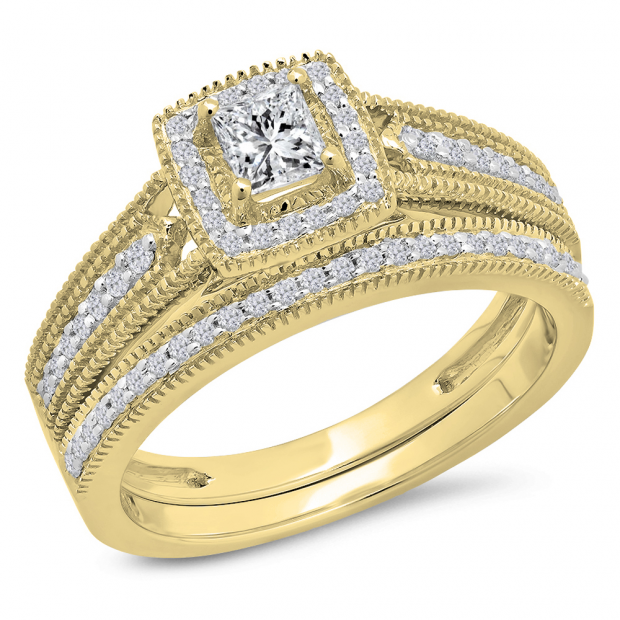 LADIES RING 0.70CT ROUND/PRINCESS DIAMOND 14K YELLOW GOLD LADIES RING 0.70CT ROUND/PRINCESS DIAMOND 14K YELLOW GOLD