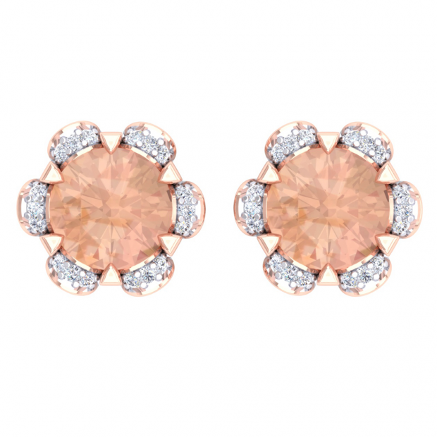 Buy 1.90 Carat (Ctw) 10K Rose Gold Round Cut Morganite & White