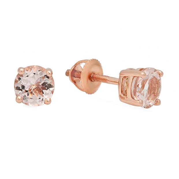 0.95 Carat (ctw) 10K Rose Gold Round Cut Morganite Ladies