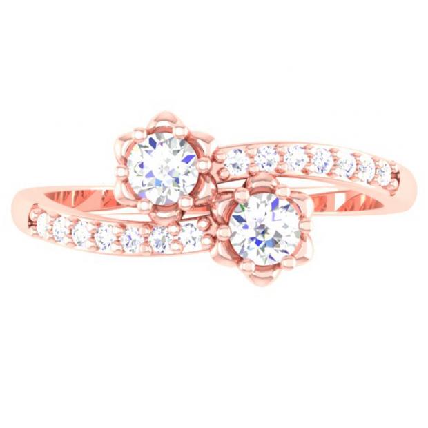 0.25 Carat 10k Rose Gold Black & White Diamond Ladies 3-Stone Promise Ring - Size 5.5 (1/4 CT Total Weight) - View #9