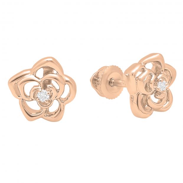 Dazzle Flower Stud Earring 14K Gold