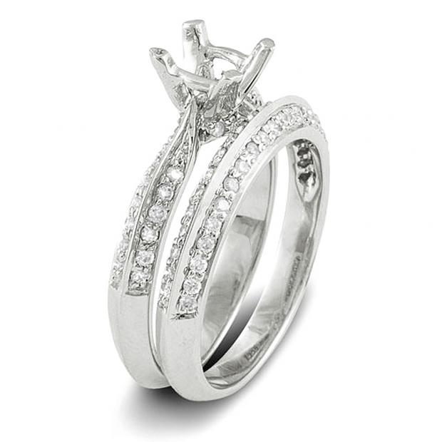 Contemporary Bypass Engagement Ring Setting in White Gold