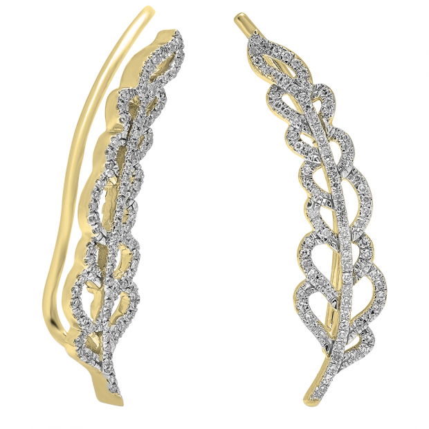 LADIES EARRINGS 0.35CT ROUND DIAMOND 10K YELLOW GOLD