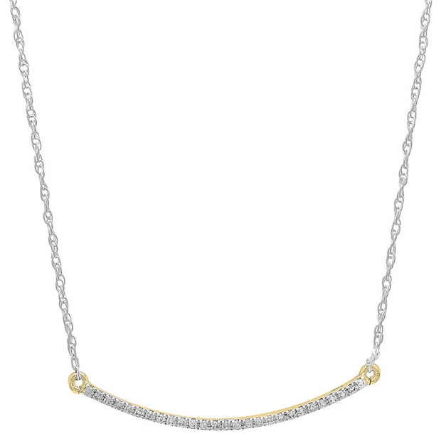 Dazzlingrock Collection 0.10 Carat Diamond Pendant In 14K Gold - Ladies' Bar Shape Necklace With Chain - View #7
