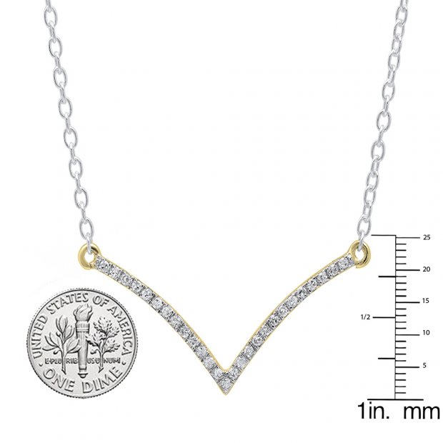 Dazzlingrock Collection 0.10 Carat Diamond Chevron Pendant - 10K White Gold With Sterling Silver Chain, 18 Inch