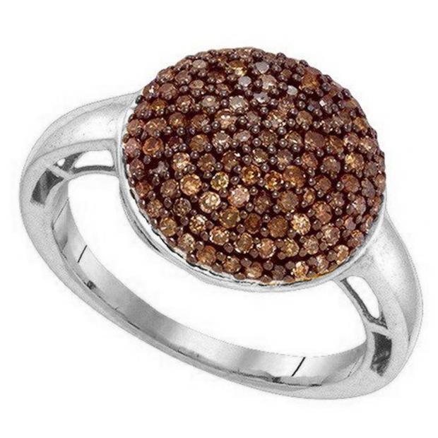 Carat (ctw) 10K White Gold Round Red Diamond Ladies