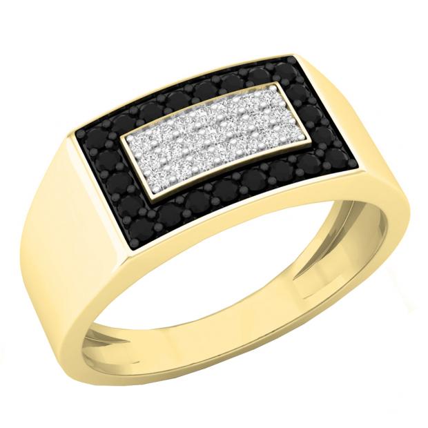 Buy 10K Yellow Gold Onyx and Diamond Men's Ring Online at