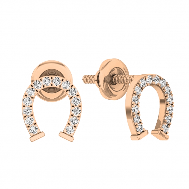 Stylish Rose Gold Diamond Earrings 18K Rose Gold