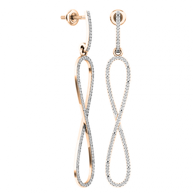 14K Gold Round Champagne & White Diamond Halo Style Dangling Drop Earrings Dazzlingrock Collection 0.42 Carat ctw 