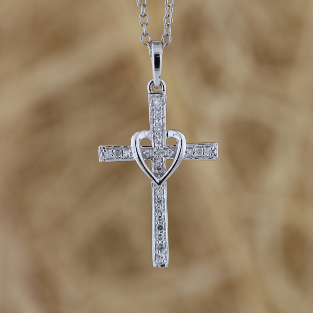0.20 Carat Diamond Twist Cross Pendant In 14K Gold - Includes 18 Inch Chain