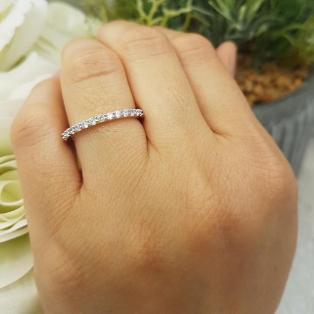 Dazzlingrock 0.70 Carat 14K Gold Cubic Zirconia Eternity Band - Women's Stackable Wedding Ring, 3/4 CT White CZ
