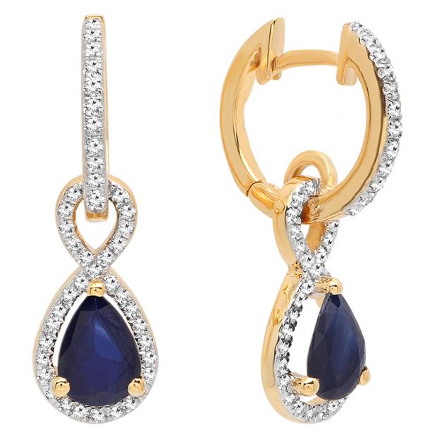 Dazzlingrock Collection 10K 7X5 MM Each Pear Lab Created Gemstone & Round Diamond Ladies Teardrop Dangling Drop Earrings White Gold 