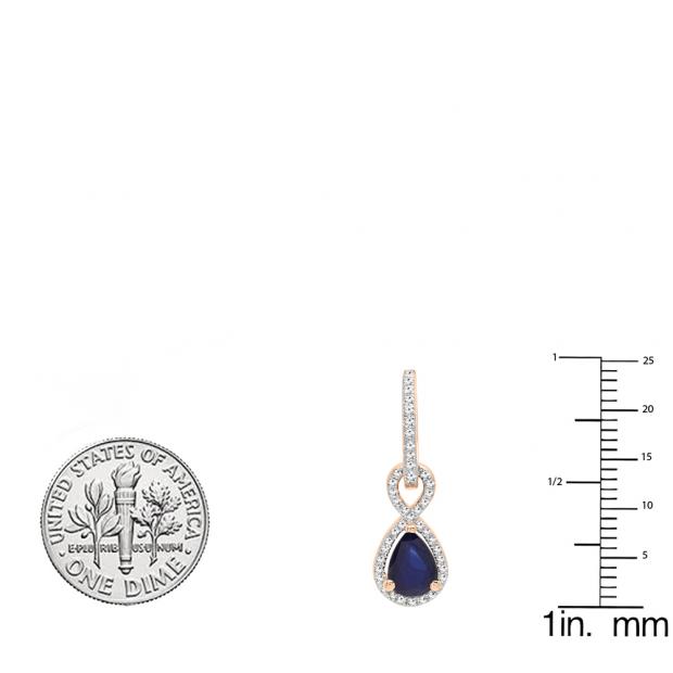 Dazzlingrock Collection Teardrop Pendant - 9x6mm Lab-Created Pink Sapphire & Natural Diamonds, 14K White Gold, 18" Chain - View #7