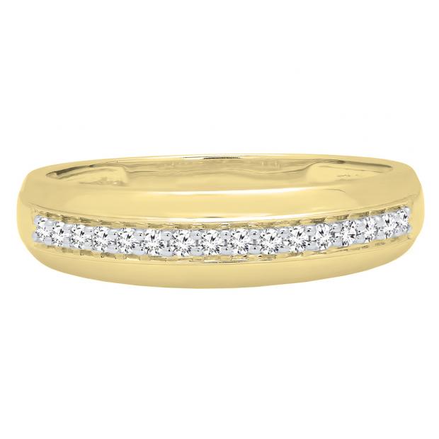 10K Yellow Gold Men's Wedding Band With Blue & White Diamonds - 0.20 CTW, Size 9 - View #12
