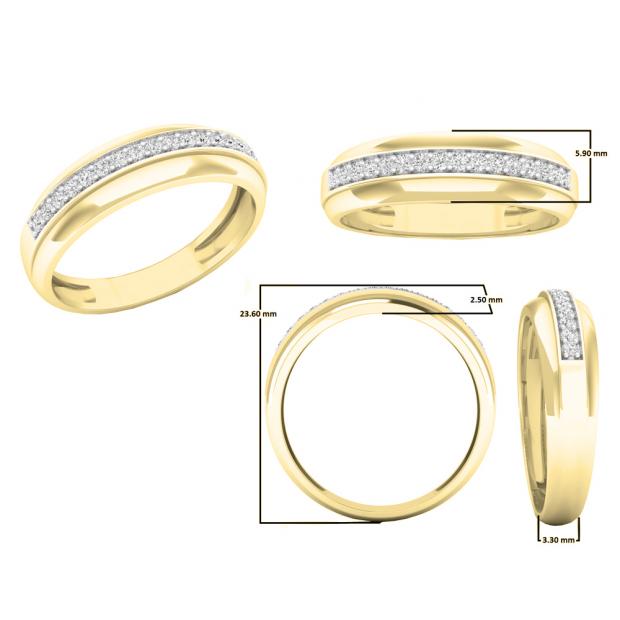 10K Yellow Gold Men's Wedding Band With Blue & White Diamonds - 0.20 CTW, Size 9 - View #5