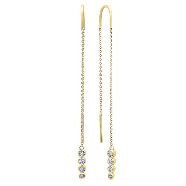 Diamond Star Dangle Earrings 1/10 ctw 10k Yellow Gold Diamond Star Dangle Earrings 1/10 ctw 10k Yellow Gold