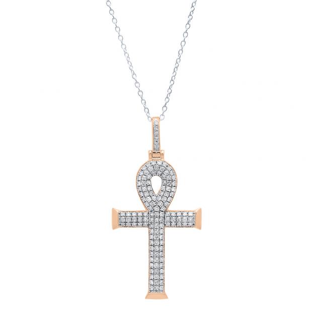 Buy Carat (ctw) 14K Rose Gold Round Diamond Ankh Cross