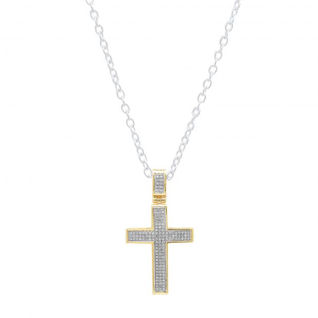 Buy 0.48 Carat (ctw) 14K Yellow Gold Round Diamond Men's Cross