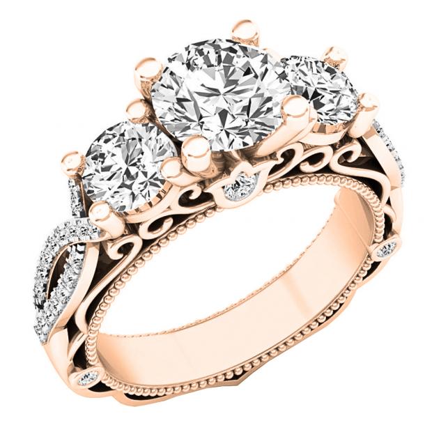 Buy Carat (ctw) 18K Rose Gold Round Diamond Ladies Bridal