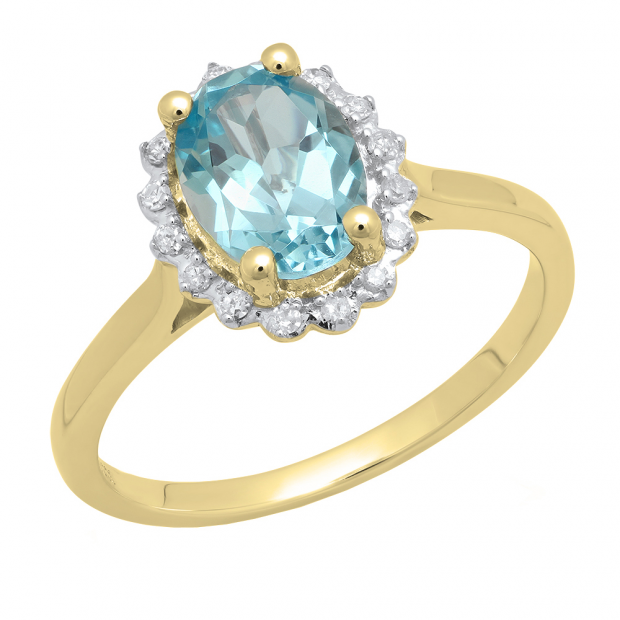 Mauli Jewels Rings for Women 1.85 Carat Diamond And Pear Shape Blue Topaz  Ring 4 Prong 10K White Gold - Walmart.com