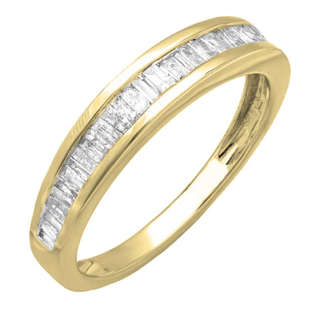 Buy 0.50 Carat (ctw) 14K Yellow Gold Baguette White Diamond Ladies  Anniversary Wedding Band 1/2 CT Online at Dazzling Rock