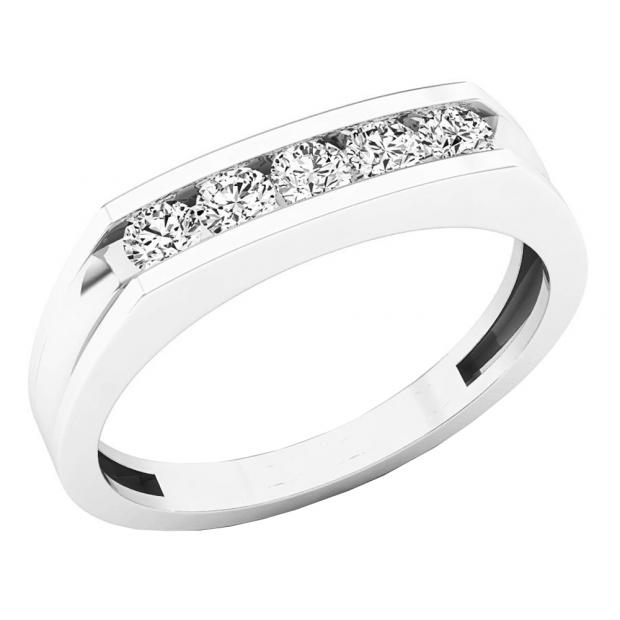 Buy 0.45 Carat (ctw) 14K White Gold Round White Diamond Mens