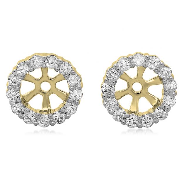 Diamond Stud Earrings w/ Diamond Jackets 14K Yellow Gold