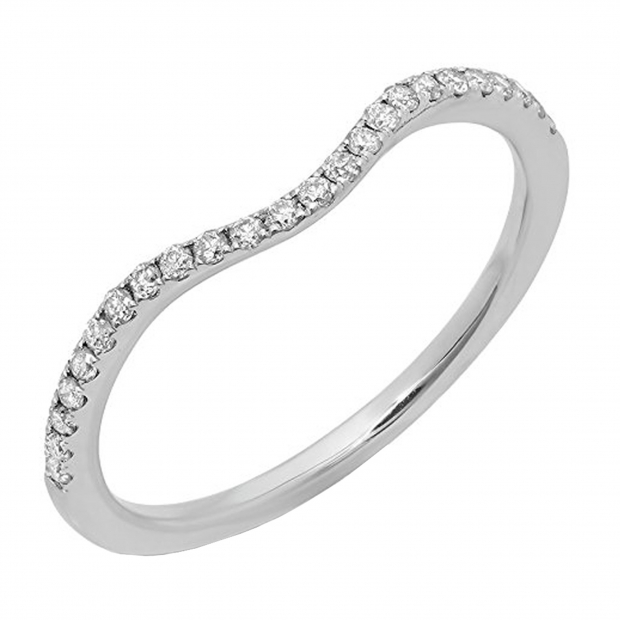 Round White Diamond Ladies Anniversary Contour Wedding Band 1//5 CT Sterling Silver Dazzlingrock Collection 0.20 Carat ctw