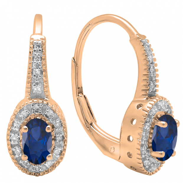 18kt rose gold diamond sapphire hoop earrings