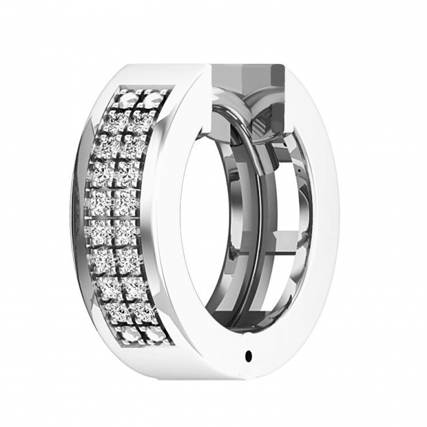 Buy Round White Diamond Unisex Double Row Mini Classic Hoop
