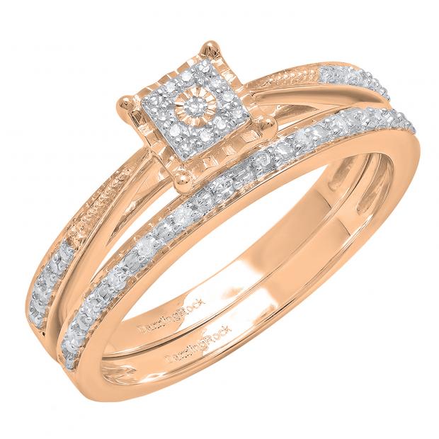 New 18k high quality rose gold wedding ring set