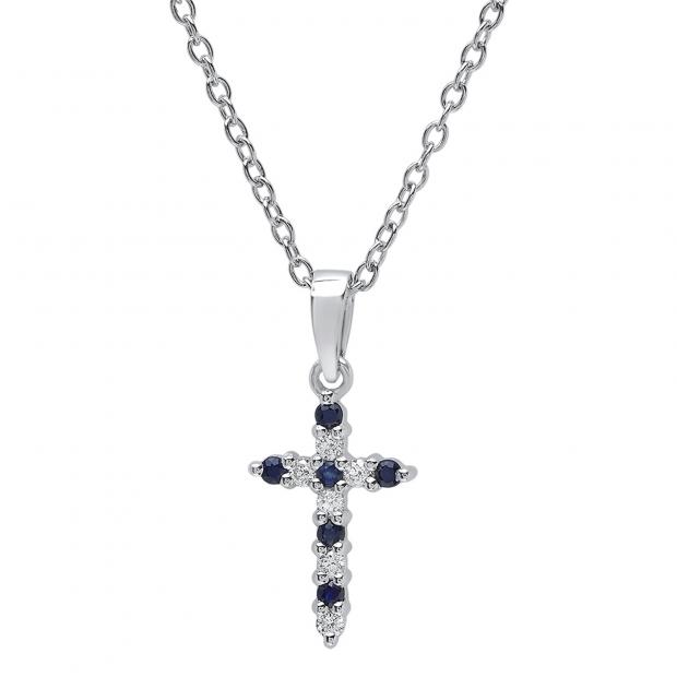 18KW DIAMOND AND BLUE SAPPHIRE NECKLACE