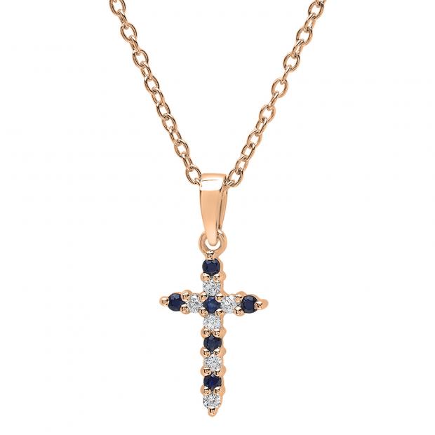 0.10 Carat DGLA Certified Round Diamond Cross Pendant For Women With 18 Inch Chain - View #4