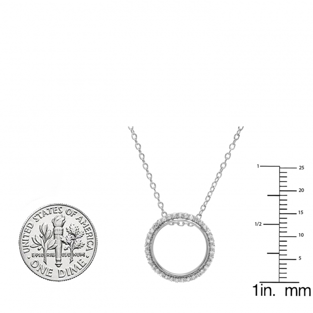 Dazzlingrock 0.25 Carat Diamond Circle Pendant, 14K Yellow Gold, Includes 18" Chain, Sparkling Gift