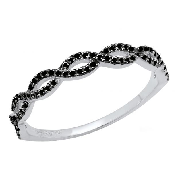 14k White Gold 1/5 CTW Black Diamond Anniversary Band