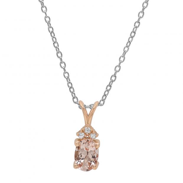 14K Rose Gold Pear Shape Morganite Necklace with Diamond | John Thomas  Jewelers
