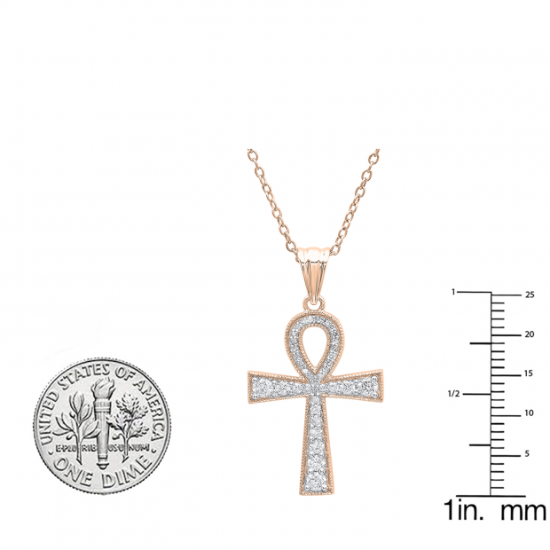 Dazzlingrock Collection 0.20 Carat Diamond Ankh Cross Pendant In 14K Gold - Includes 18 Inch Gold Chain, Gift Box