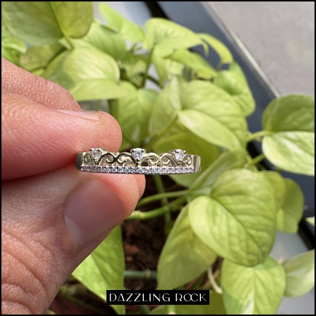 Dazzlingrock Collection 0.07ct Diamond Engagement Ring - 10K Yellow Gold, Crown Style, Size 10 - View #12