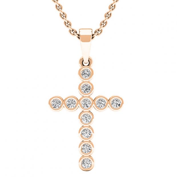 Dazzlingrock Collection 0.10 CTW 10K Gold Diamond Cross Pendant - Micro Pave Setting, 18" Chain - View #5