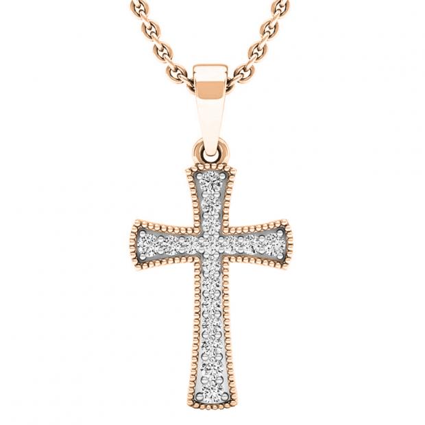 Dazzlingrock Collection 0.10 CTW 10K Gold Diamond Cross Pendant - Micro Pave Setting, 18" Chain - View #9